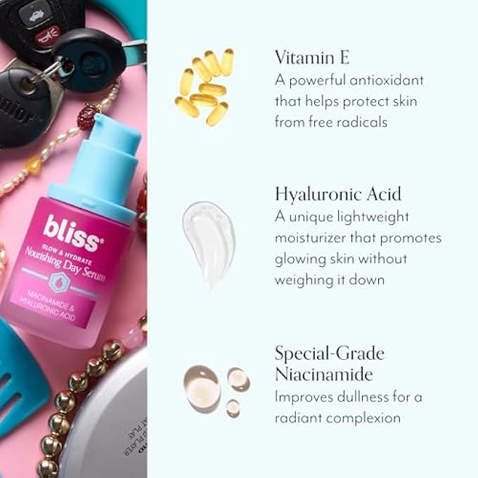 BLISS GLOW & HYDRATE DAY SERUM, REPLENISHING & HYDRATING FACE SERUM WITH NIACINAMIDE, HYALURONIC ACID & VITAMIN E, VEGAN & CRUELTY-FREE, 30ML - Image 4